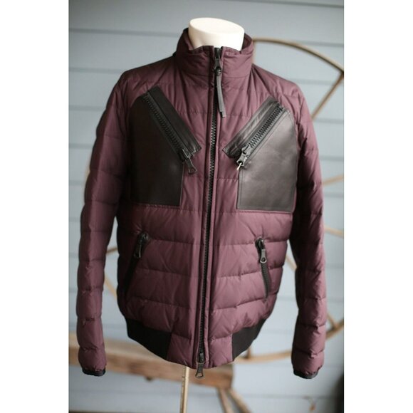 $2850 Valentino Goose Down Puffer SZ 50/40 Burgundy Leather NWT